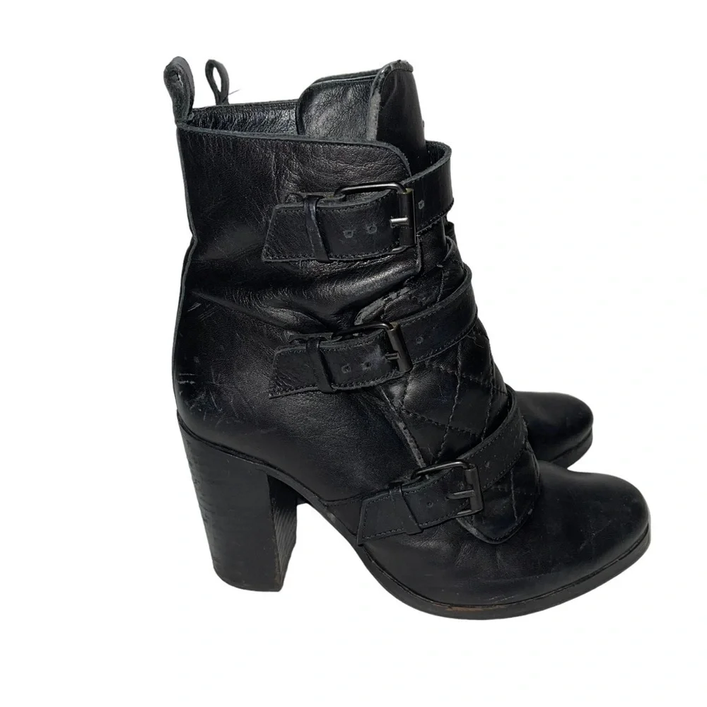 All Saints Buckle Up Leather Boots Size 7.5/ EU 38